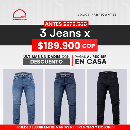 Combo 3 Jeans Premium Hombre (Ultimas Unidades)